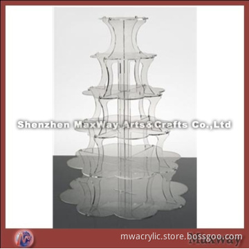 Clear Finely Designed 6 Tiers Tower Acrylic Cup Cake Display Stand Rack
